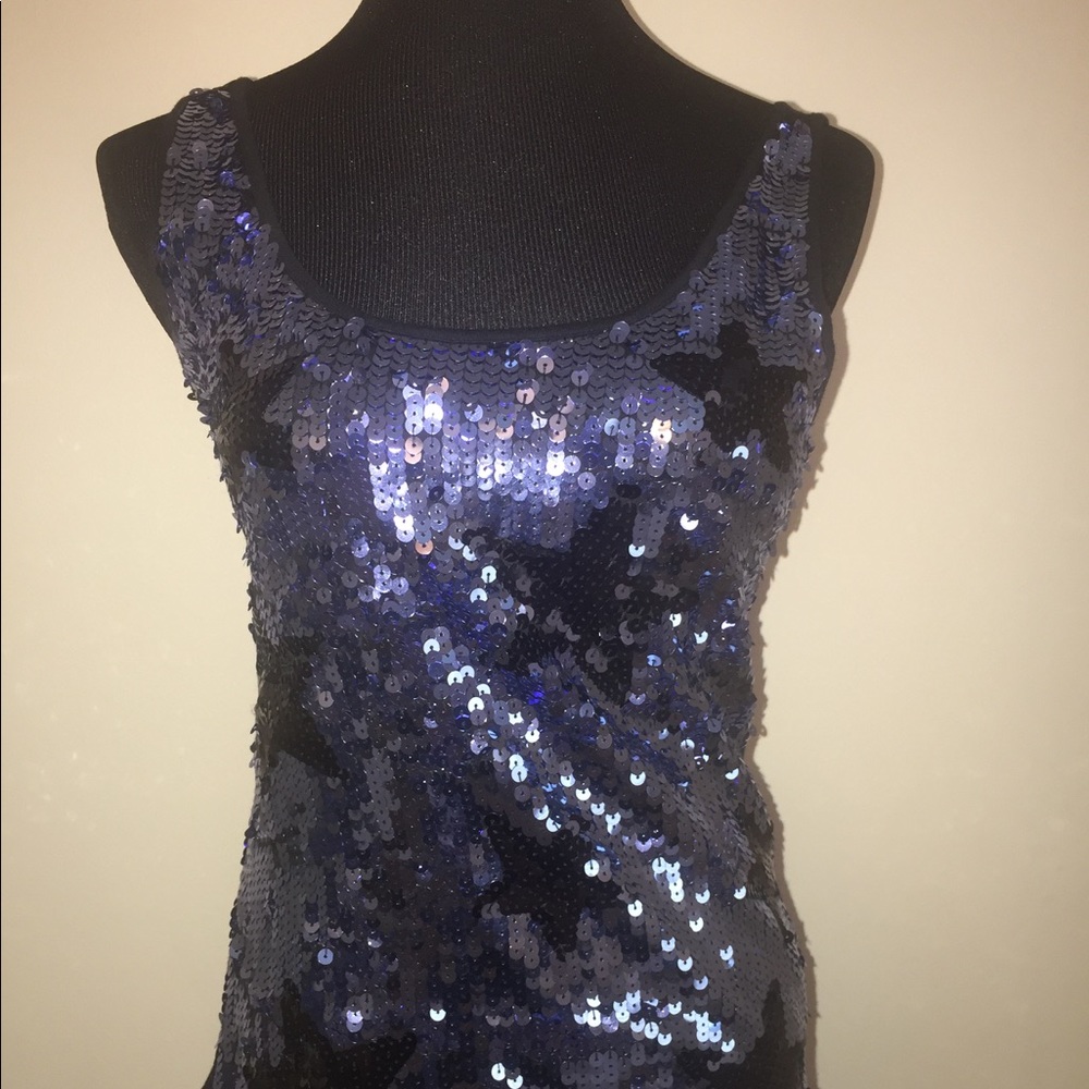 Studio Y Sequin Tank Top Stars Size Small